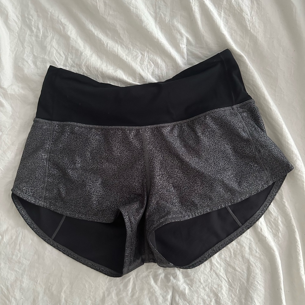 Silver High Waisted Lululemon Speed Up Shorts